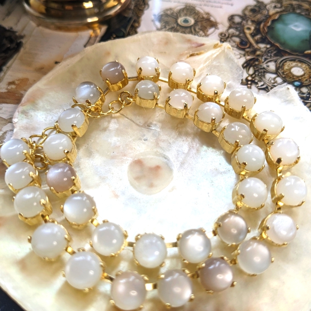 Genuine Moonstone Necklace & Earrings in 14k Gold Plated or Silver